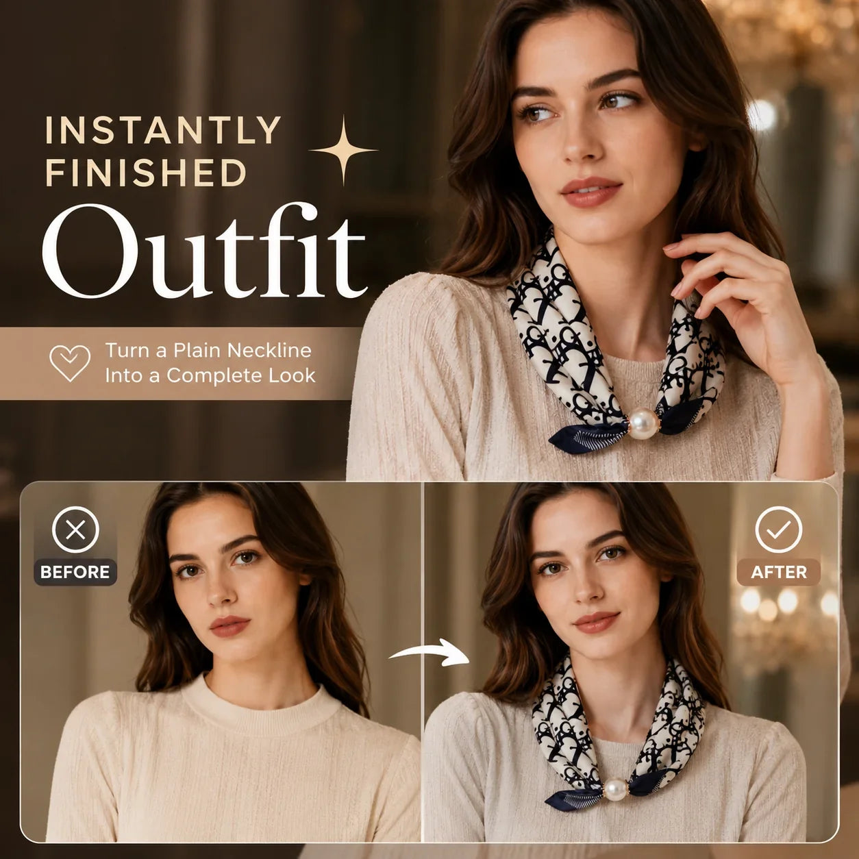 Pearl Necklace Scarf with an Easy Pop-On Design