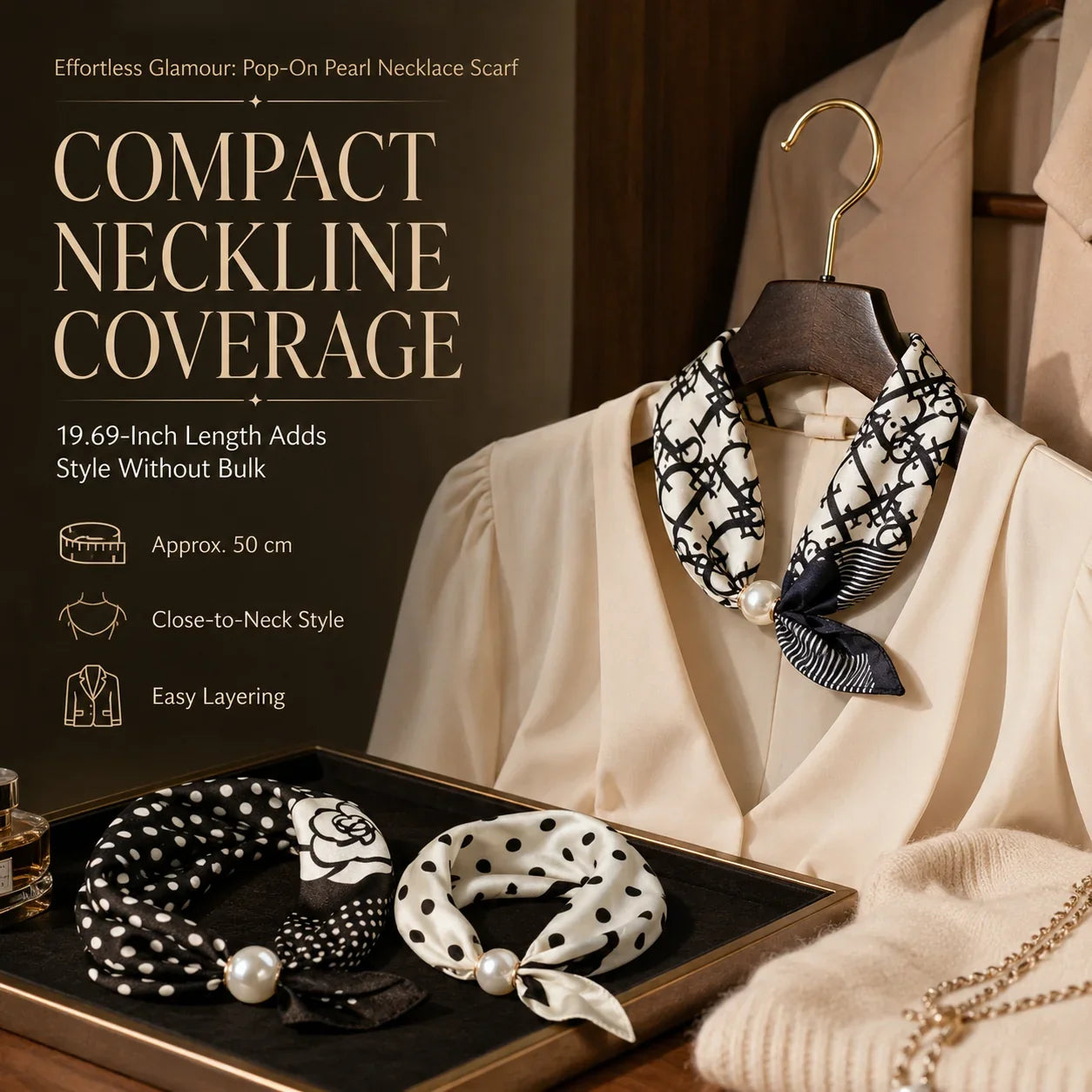 Pearl Necklace Scarf with an Easy Pop-On Design