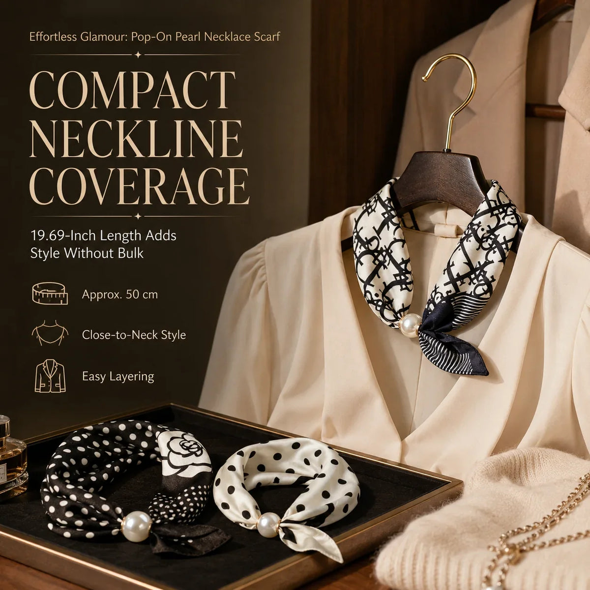 Pearl Necklace Scarf with an Easy Pop-On Design