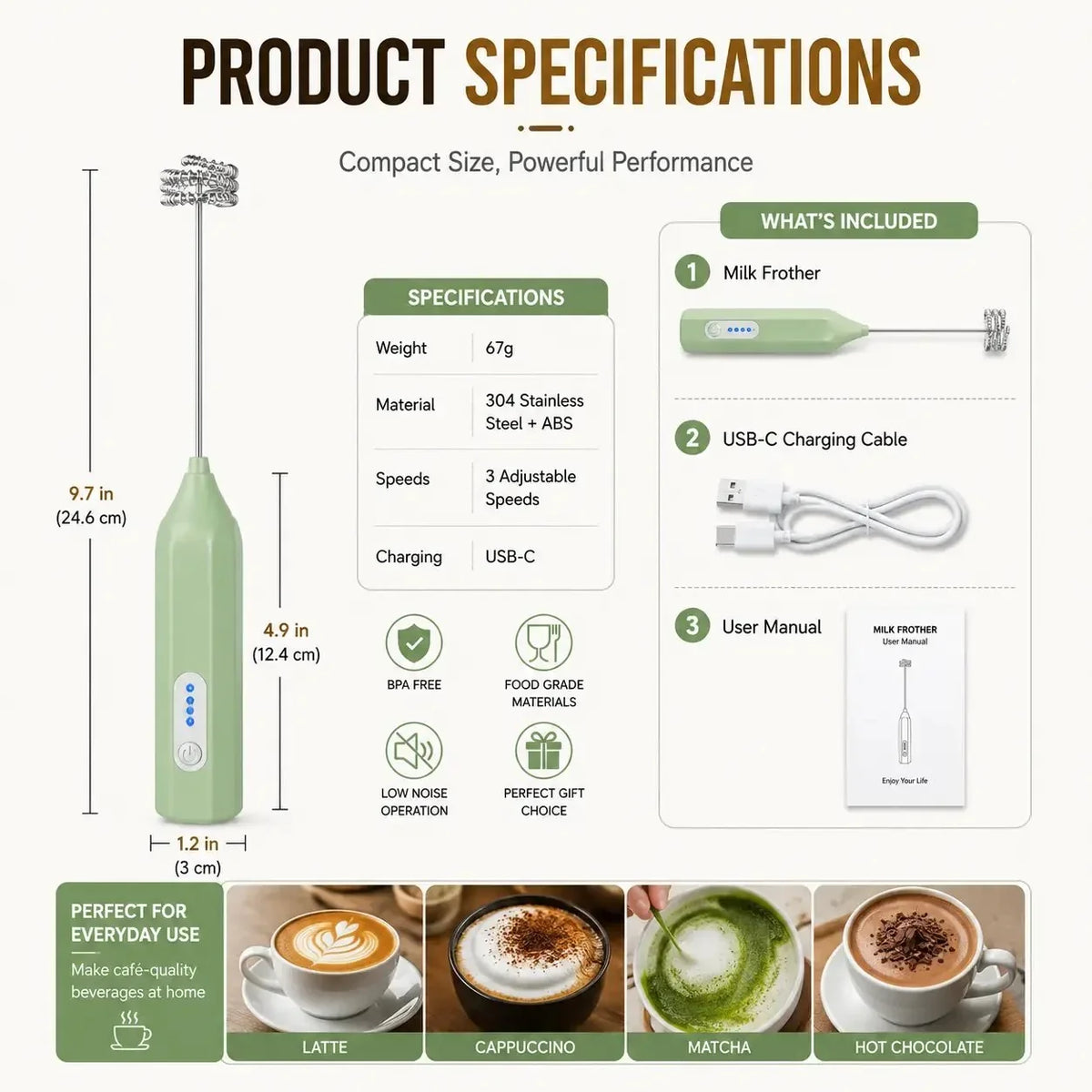 Purpose-Built Electric Milk Frother Handheld for Everyday Use