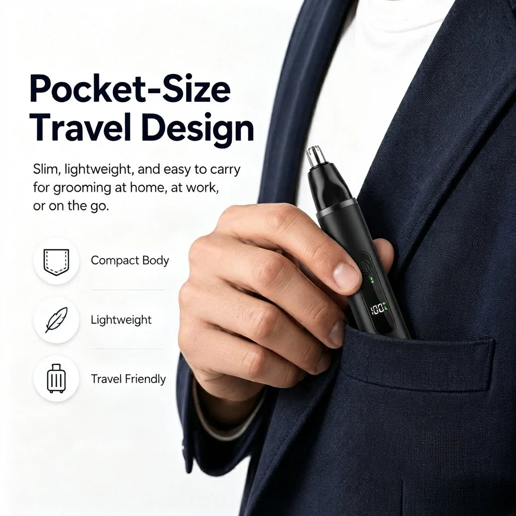 Purpose-Built Professional LED Display Nose & Ear Trimmer, Painless