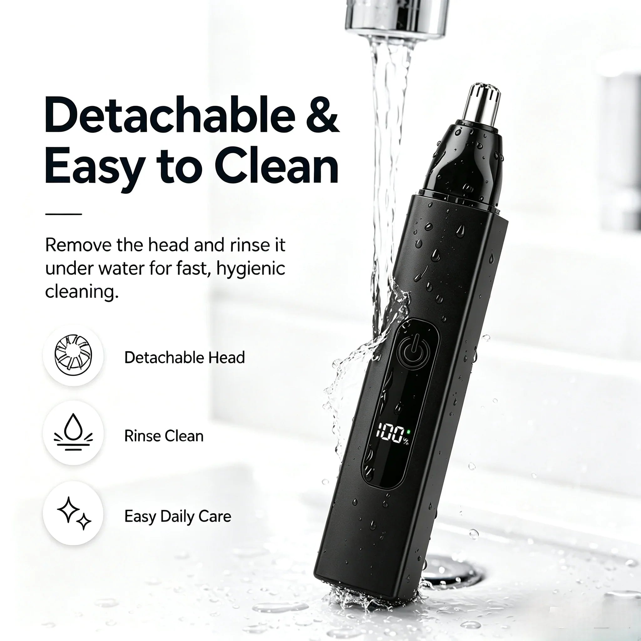 Purpose-Built Professional LED Display Nose & Ear Trimmer, Painless