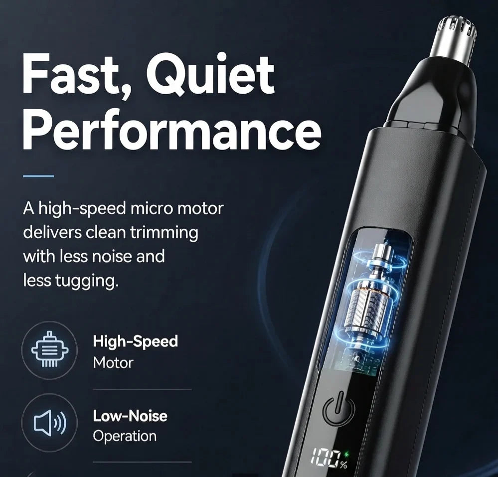 Purpose-Built Professional LED Display Nose & Ear Trimmer, Painless