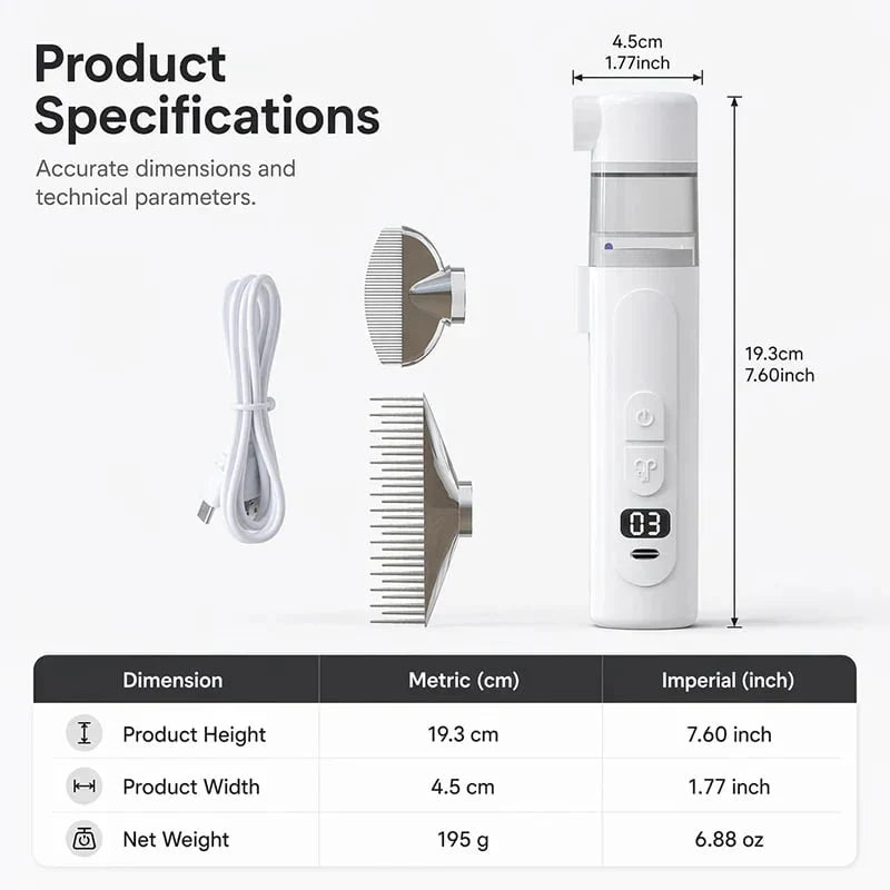 Pet-Friendly Electric Pet Flea Remover and Detangling