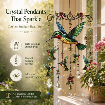 Outdoor-Ready Hummingbird – Chime Suncatcher for Garden Display