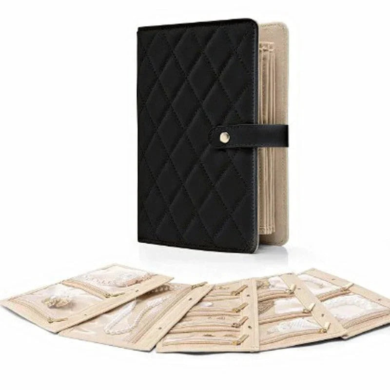 Space-Saving Elegant Portable Checkered Jewelry Storage