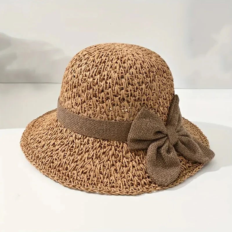 Chic Woven Straw Sun Hat with Elegant Bow