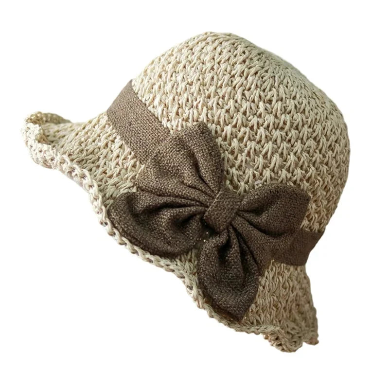 Chic Woven Straw Sun Hat with Elegant Bow
