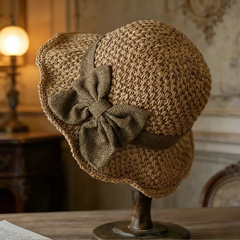 Chic Woven Straw Sun Hat with Elegant Bow