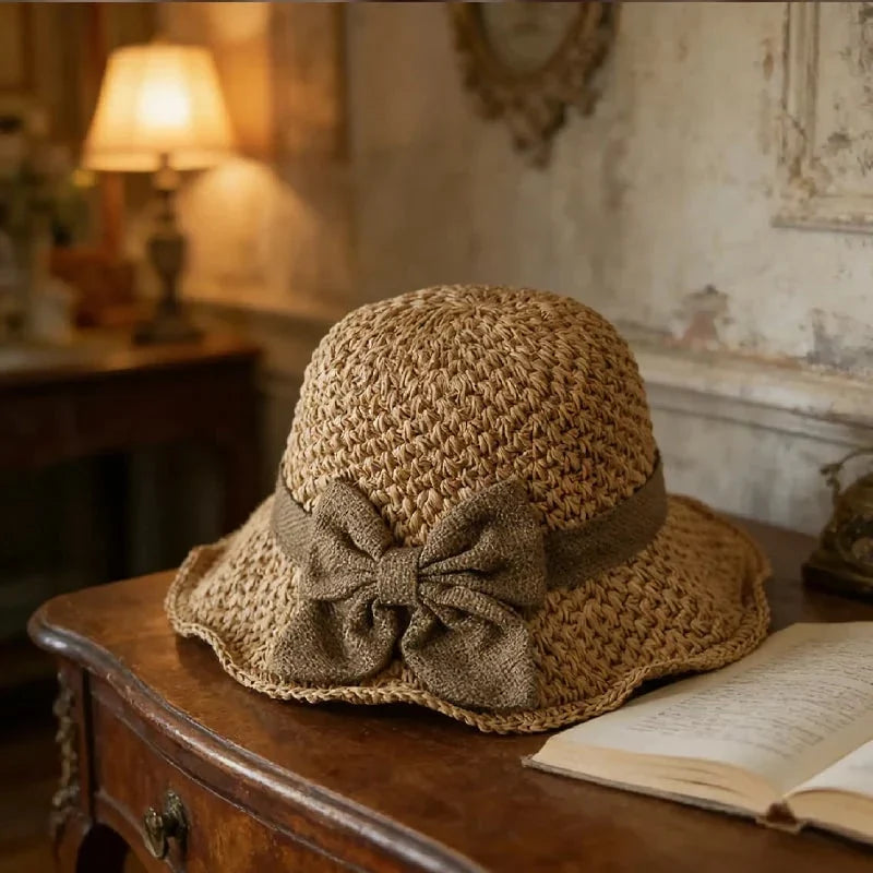 Chic Woven Straw Sun Hat with Elegant Bow