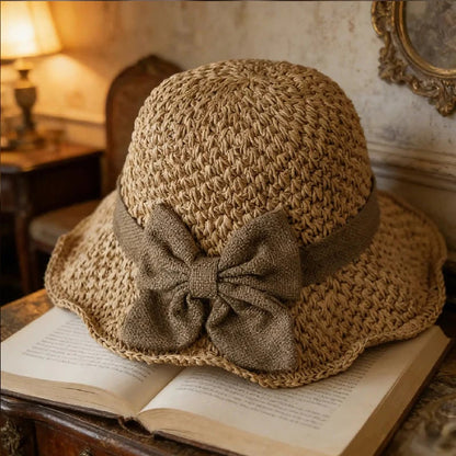 Chic Woven Straw Sun Hat with Elegant Bow
