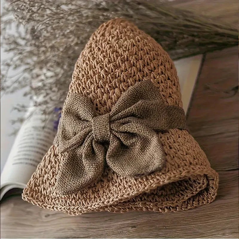 Chic Woven Straw Sun Hat with Elegant Bow