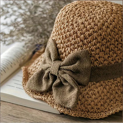 Chic Woven Straw Sun Hat with Elegant Bow