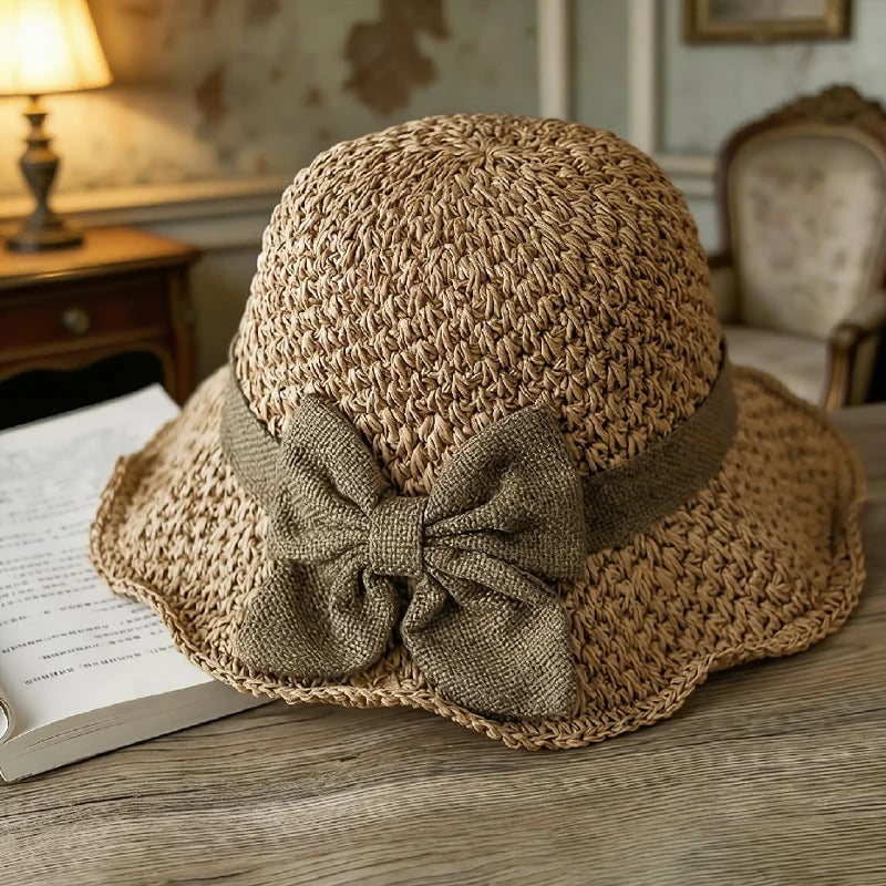 Chic Woven Straw Sun Hat with Elegant Bow