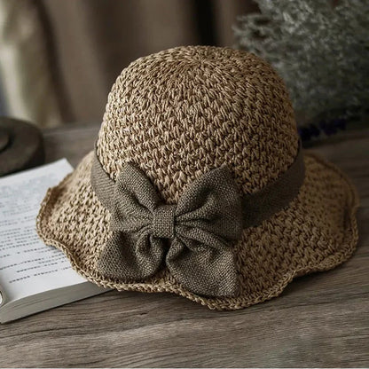 Chic Woven Straw Sun Hat with Elegant Bow