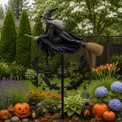 Witch and Bat Garden Spinner with Enchanted Motion