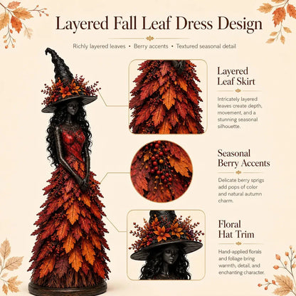 Enchanted Autumn Witch Figurine for Halloween and Fall Decor