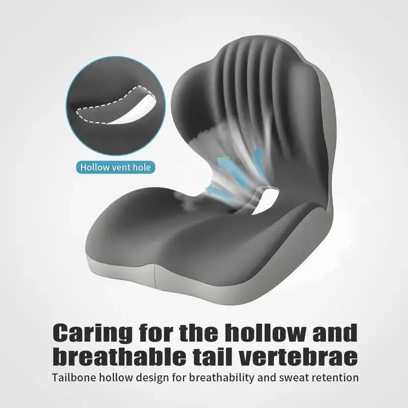 Memory Foam Seat Cushion with Ergonomic Lumbar and Back Support