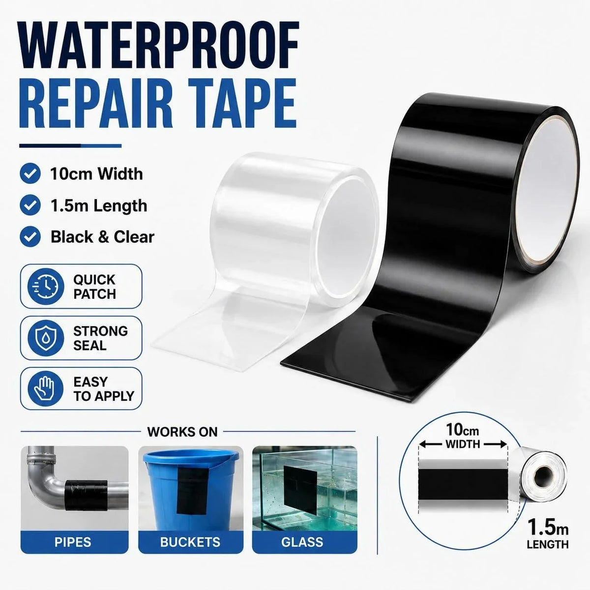 Purpose-Built Waterproof Repair – Self-Adhesive PVC Leak Sealing Tape