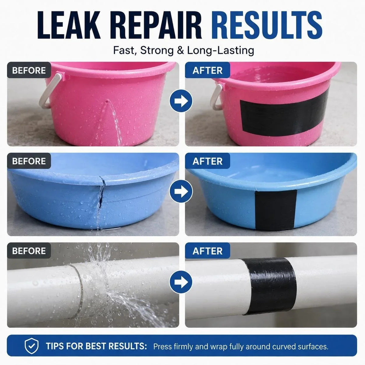 Purpose-Built Waterproof Repair – Self-Adhesive PVC Leak Sealing Tape