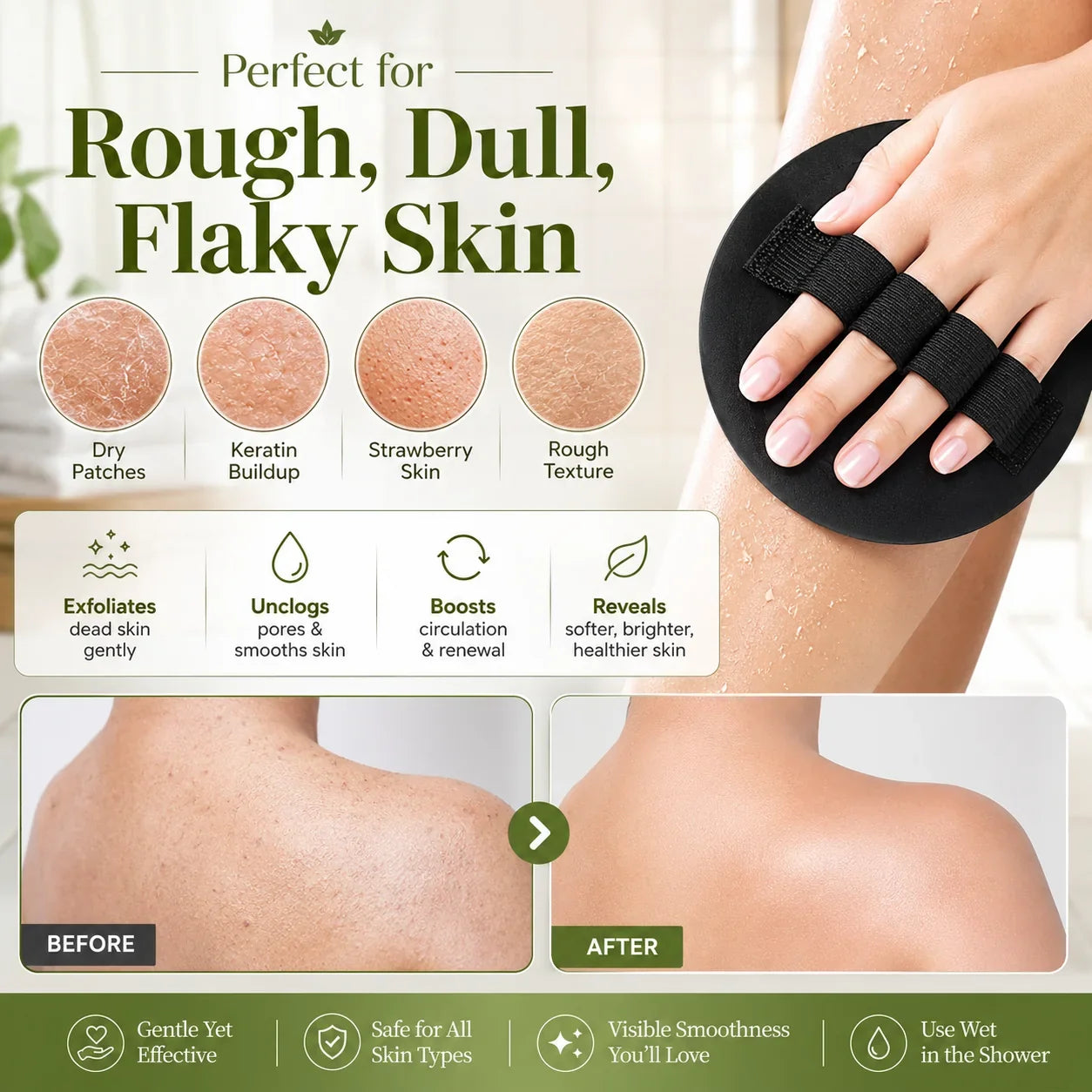 Purpose-Built Exfoliating Gloves – Instantly Remove Dead
