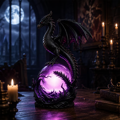 Illuminated Dragon Crystal Sphere for Gothic Room Displays