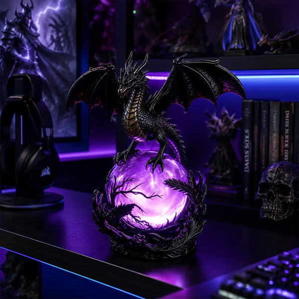 Illuminated Dragon Crystal Sphere for Gothic Room Displays