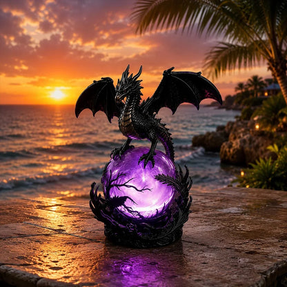 Illuminated Dragon Crystal Sphere for Gothic Room Displays