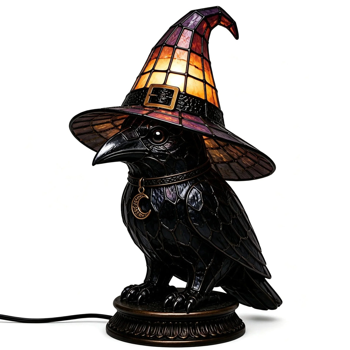 Decorative Exclusive Item Gothic Stained Glass Witch Black Cat Table