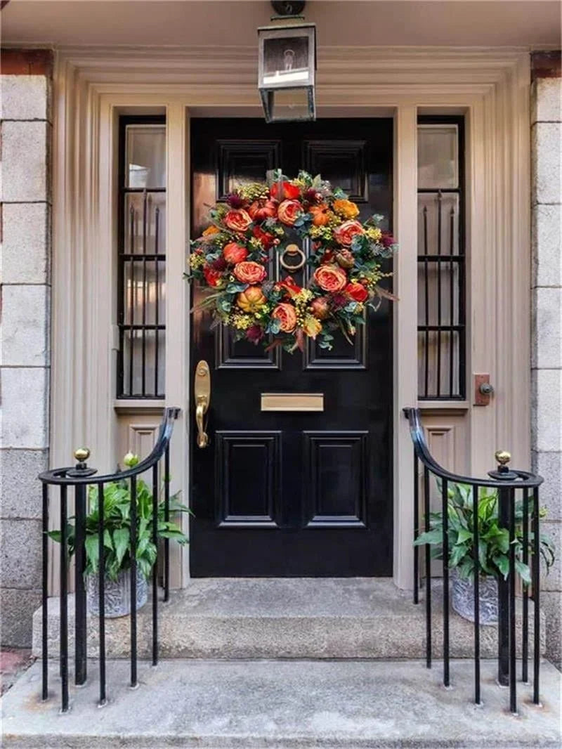 Purpose-Built Handmade Fall Peony And Pumpkin Wreath - Year Round