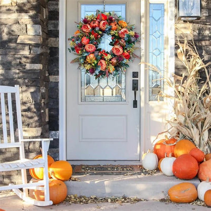 Purpose-Built Handmade Fall Peony And Pumpkin Wreath - Year Round