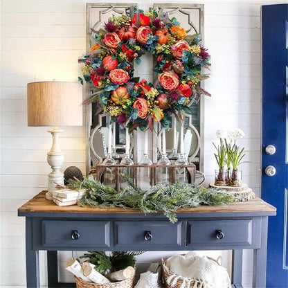 Purpose-Built Handmade Fall Peony And Pumpkin Wreath - Year Round