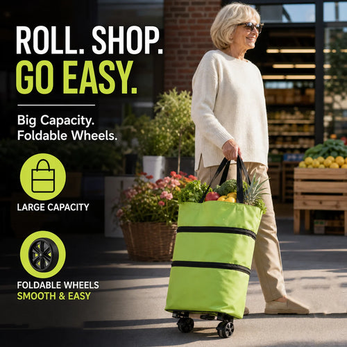 Vehicle-Ready 2-in-1 Foldable Shopping Cart for Garage Use