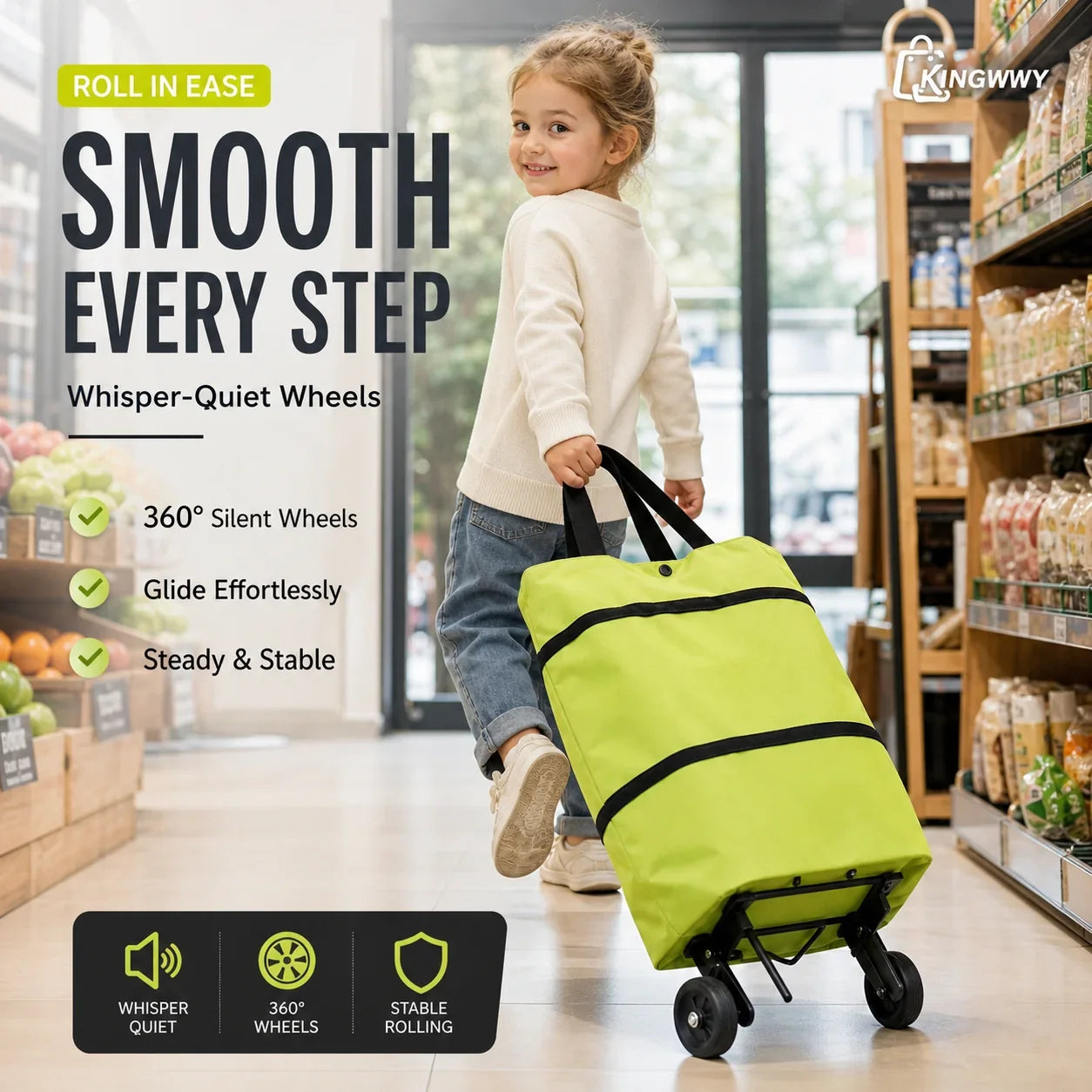 Vehicle-Ready 2-in-1 Foldable Shopping Cart for Garage Use