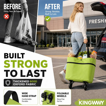 Vehicle-Ready 2-in-1 Foldable Shopping Cart for Garage Use