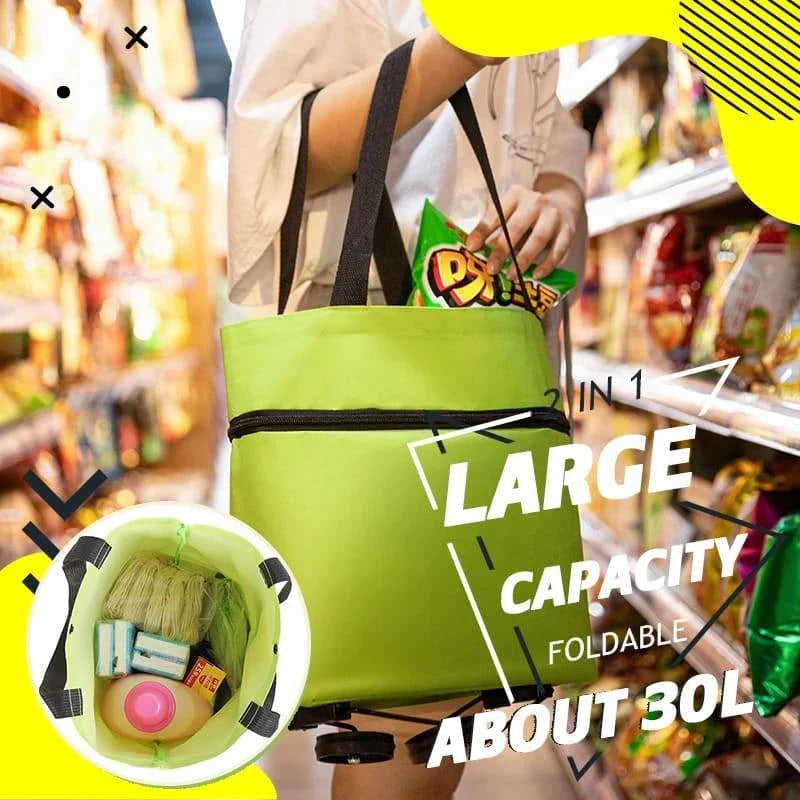 Vehicle-Ready 2-in-1 Foldable Shopping Cart for Garage Use
