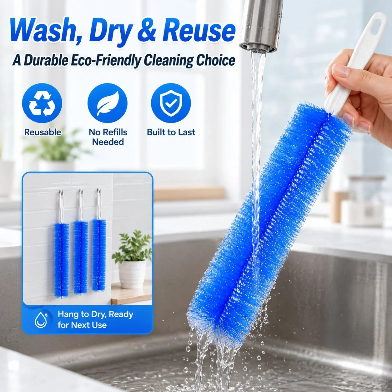 Purpose-Built Bendable Microfiber Head,Reusable Dust