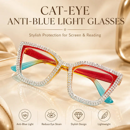 Decorative Fashion Modern Look Trending Eyeglasses Cat-Eye Anti-Blue