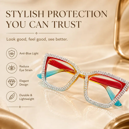 Decorative Fashion Modern Look Trending Eyeglasses Cat-Eye Anti-Blue