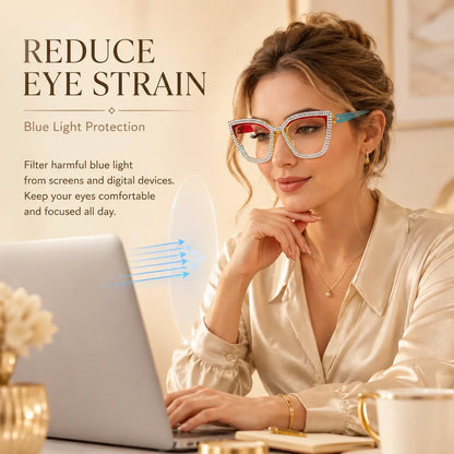 Decorative Fashion Modern Look Trending Eyeglasses Cat-Eye Anti-Blue