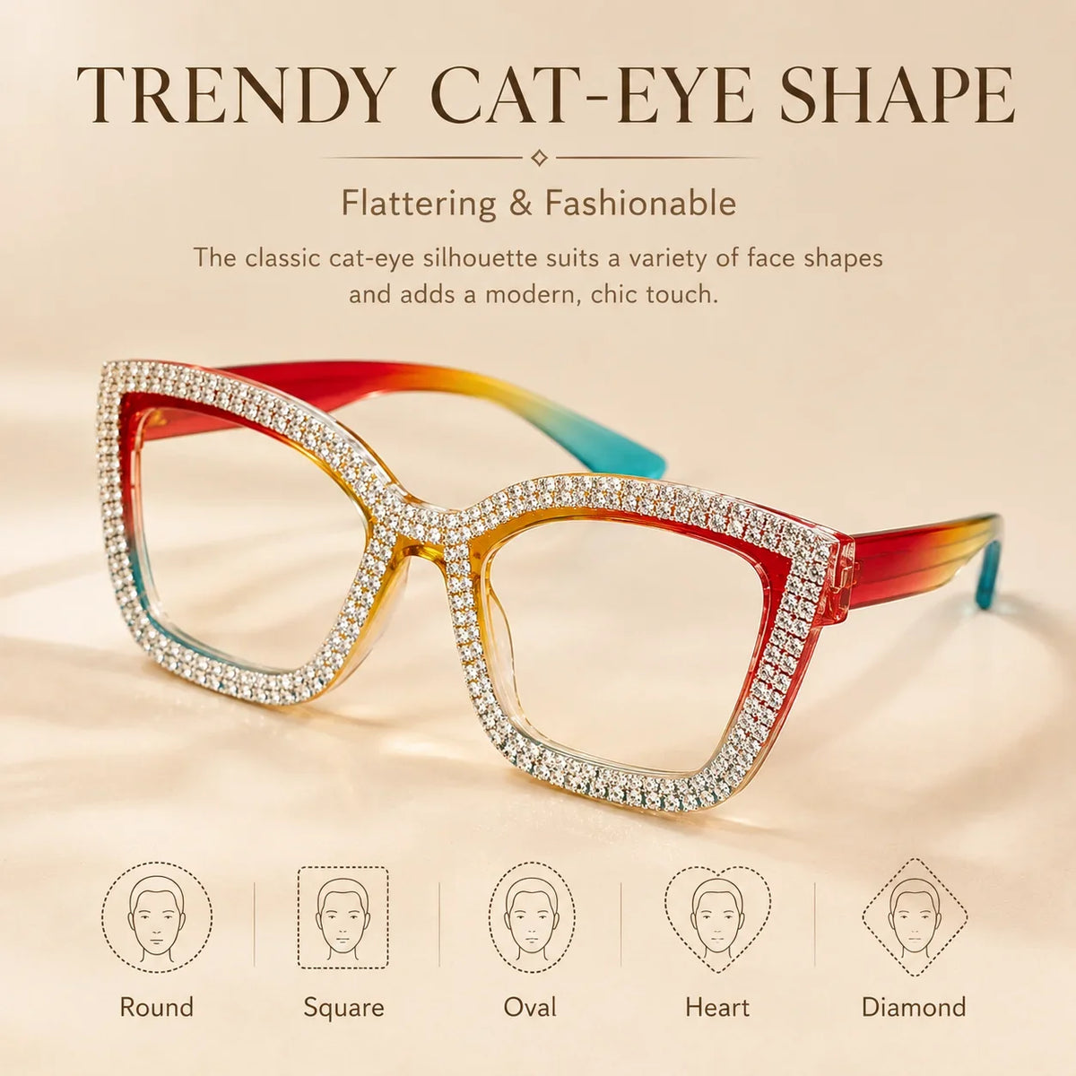 Decorative Fashion Modern Look Trending Eyeglasses Cat-Eye Anti-Blue