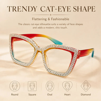 Decorative Fashion Modern Look Trending Eyeglasses Cat-Eye Anti-Blue