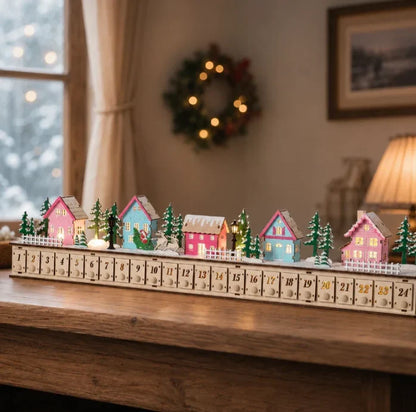 Purpose-Built Wooden Village Advent Calendar With Led