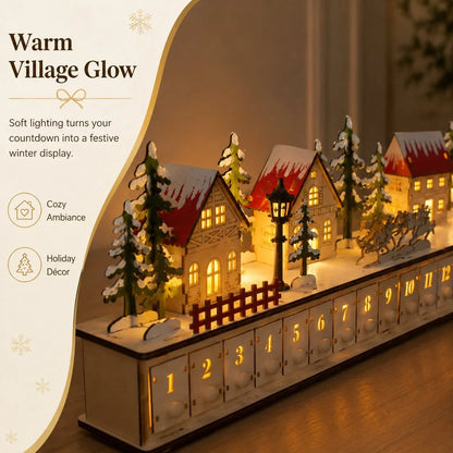 Purpose-Built Wooden Village Advent Calendar With Led
