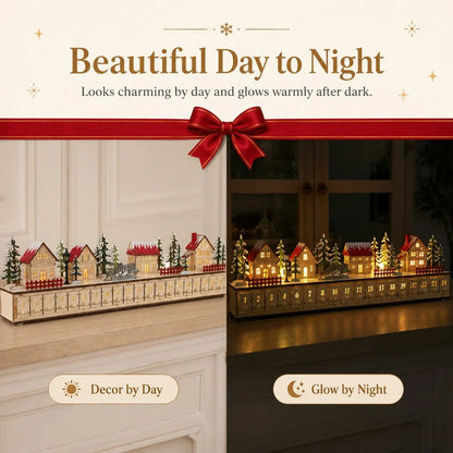 Purpose-Built Wooden Village Advent Calendar With Led