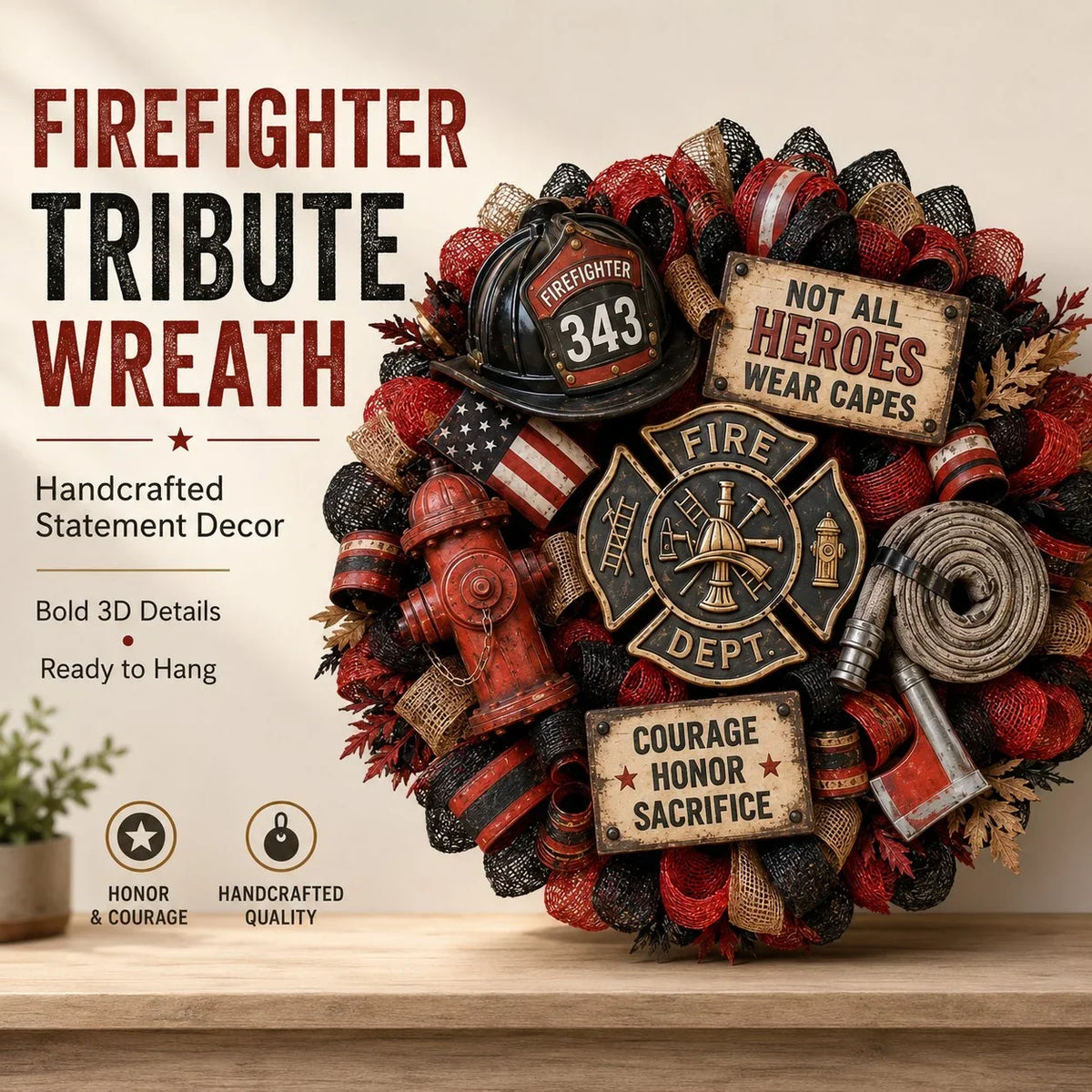 Purpose-Built Honor the Brave – Handcrafted Firefighter Tribute