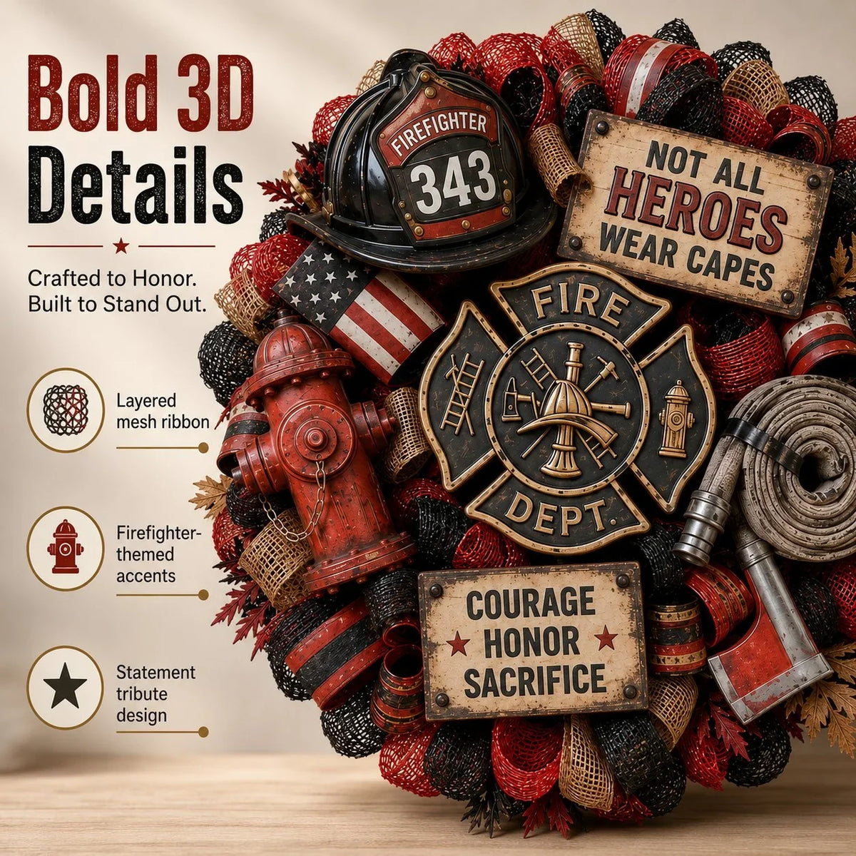 Purpose-Built Honor the Brave – Handcrafted Firefighter Tribute