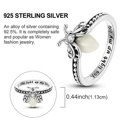 Distinctive Firefly Glow Ring S925 Silver – Luminous Nature-Inspired