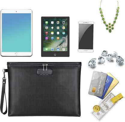 Fireproof Waterproof Document Bag for Passports, Cash and Valuables