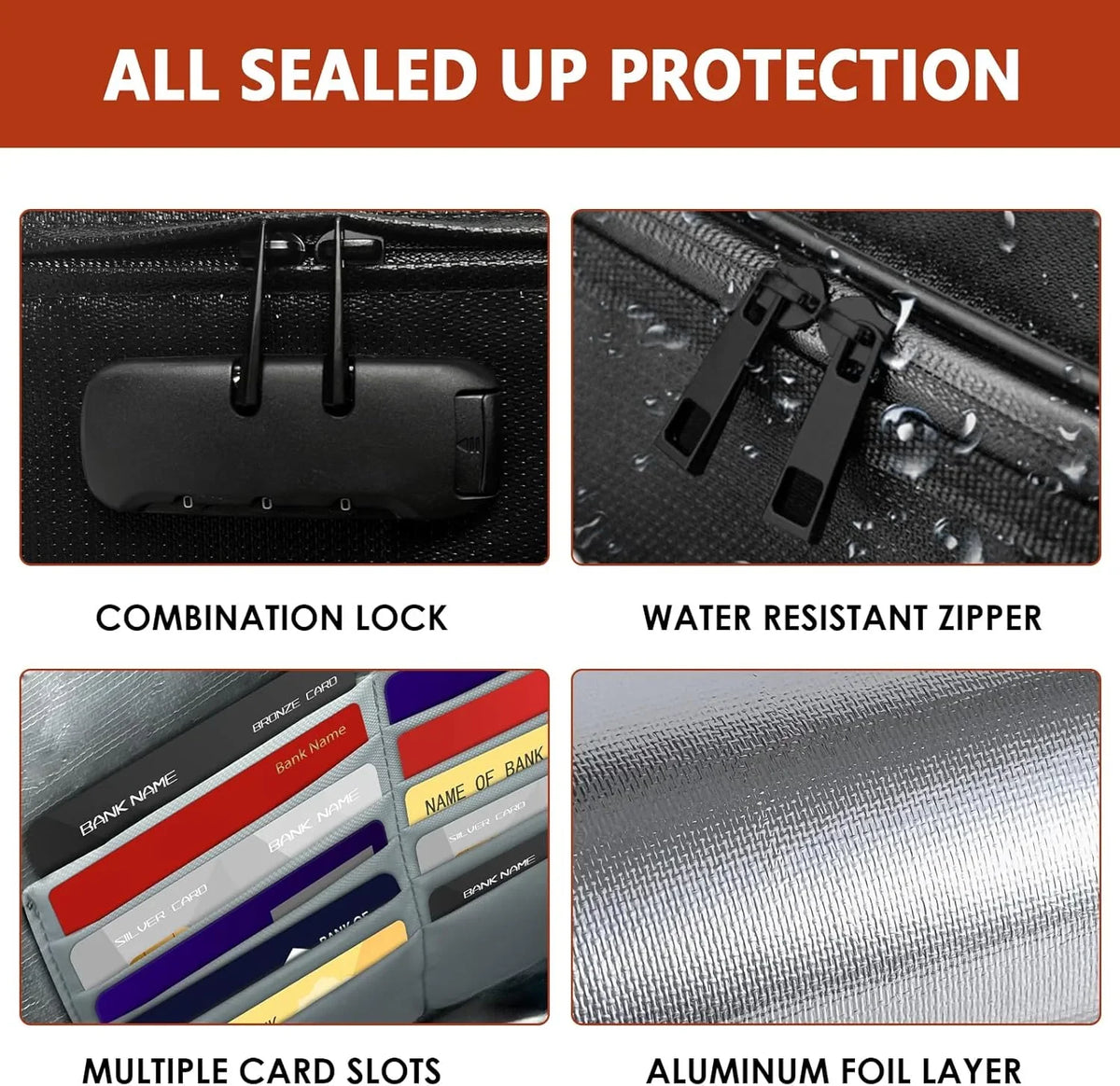 Fireproof Waterproof Document Bag for Passports, Cash and Valuables